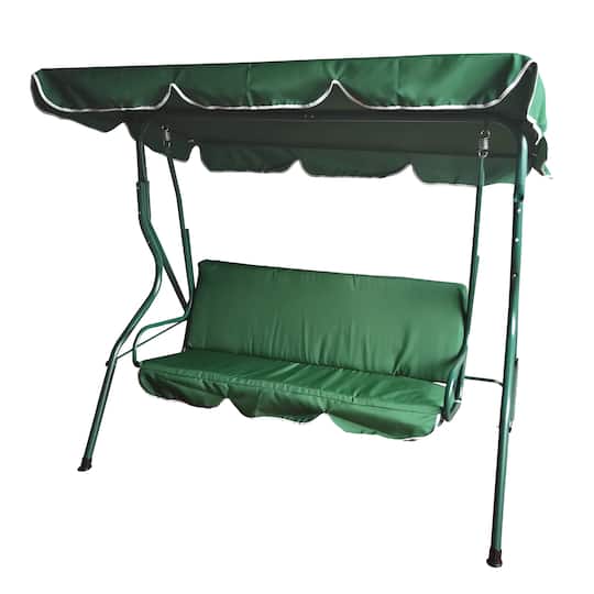 3-Seater Outdoor Patio Swing With Adjustable Canopy By Northlight in Green | 60" x 70" x 44" | Michaels®